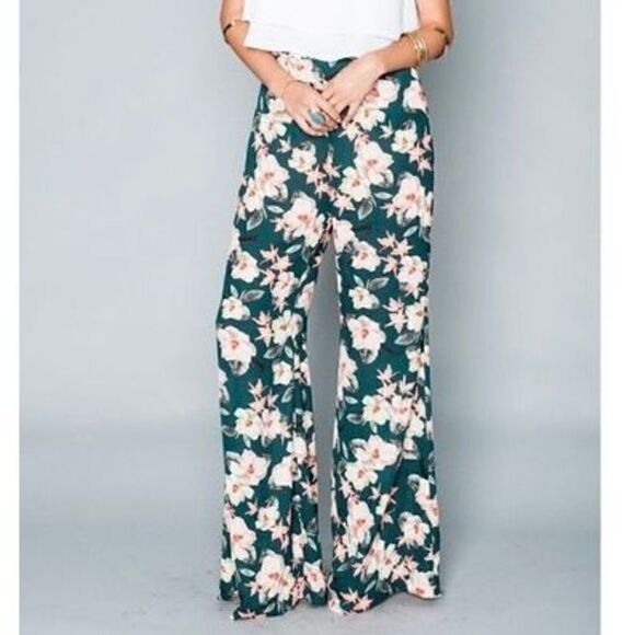 Show Me Your Mumu Eli’s Trousers Emerald City Floral Wide Leg Pants sz Medium - Picture 1 of 9